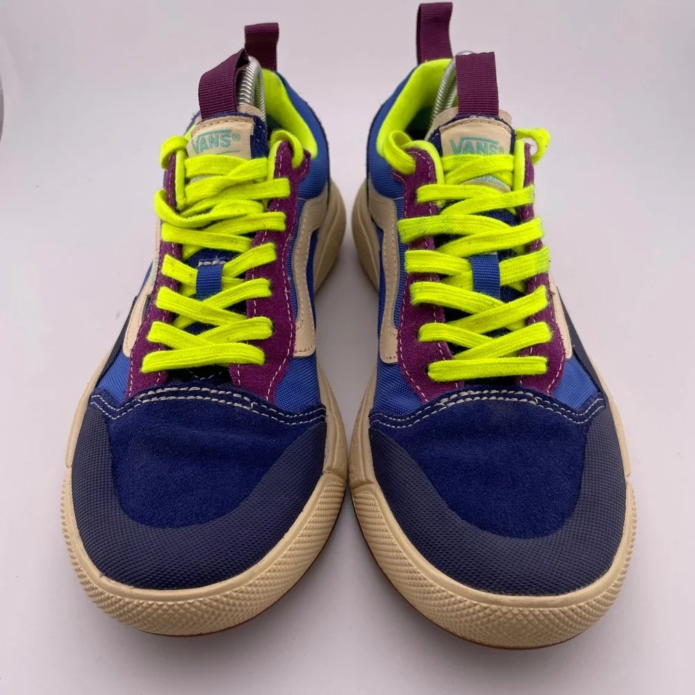 Vans Ultrarange Exo SE Shoes Blue Neon Yellow Purple Tan Suede‎ Men 6.5 Women 8
